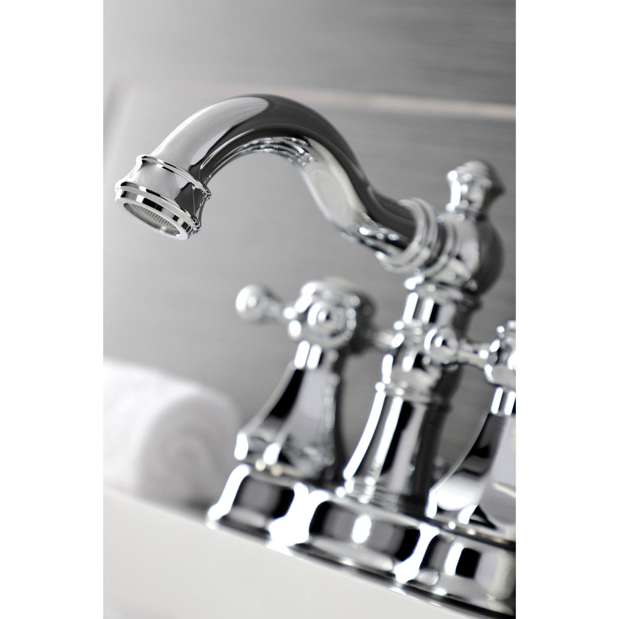 Metropolitan FSC1601BX Two-Handle 3-Hole Deck Mount 4" Centerset Bathroom Faucet with Pop-Up Drain, Polished Chrome