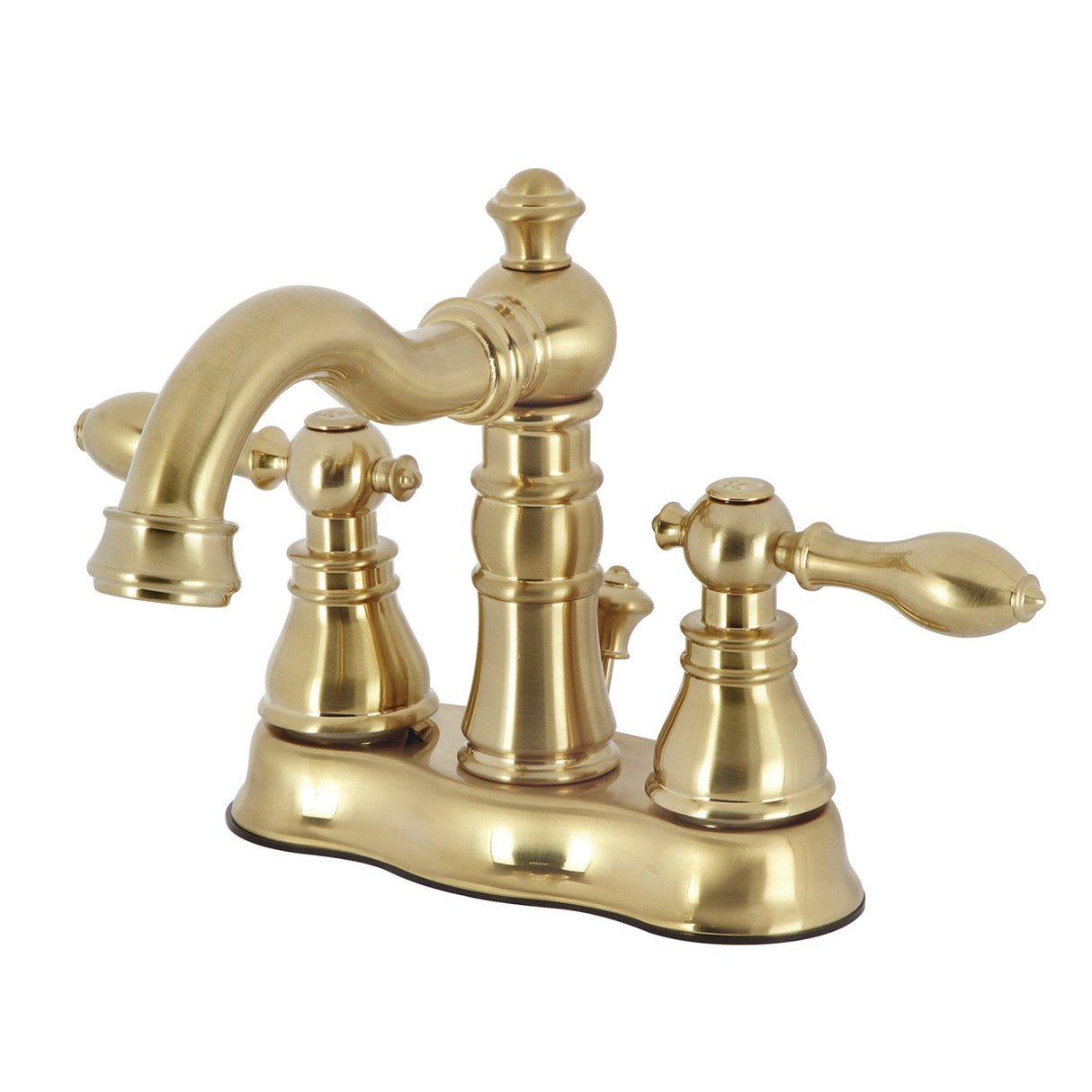 American Classic FSC1603ACL Two-Handle 3-Hole Deck Mount 4" Centerset Bathroom Faucet with Pop-Up Drain, Brushed Brass