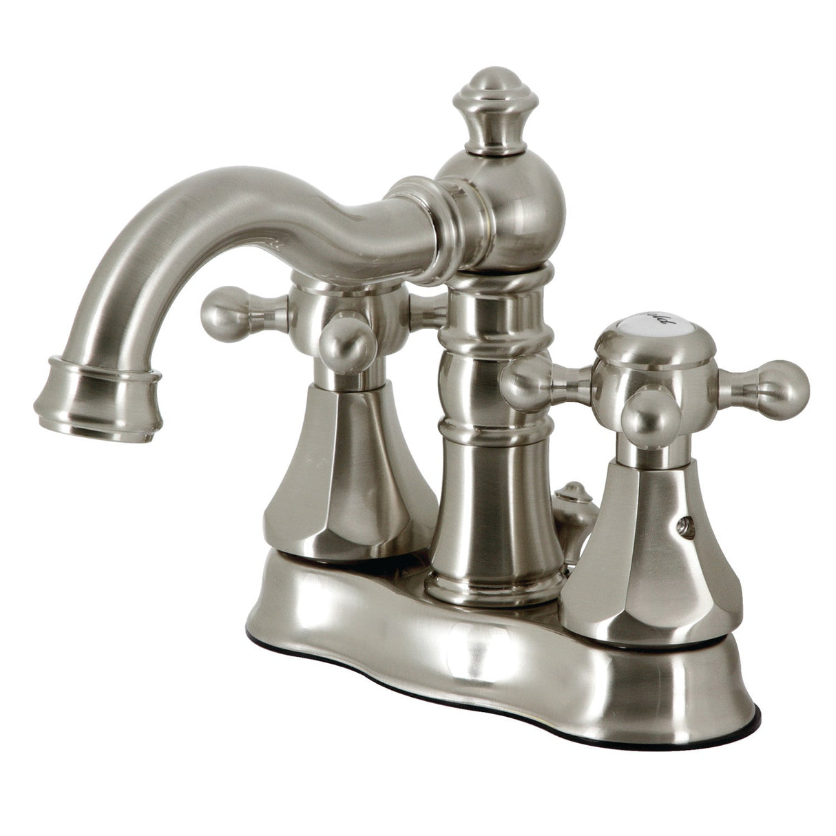Metropolitan FSC1608BX Two-Handle 3-Hole Deck Mount 4" Centerset Bathroom Faucet with Pop-Up Drain, Brushed Nickel