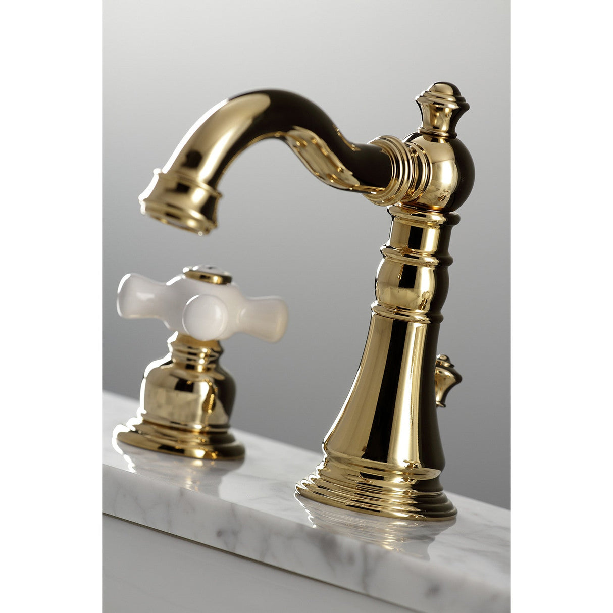 American Classic FSC1972PX Two-Handle 3-Hole Deck Mount Widespread Bathroom Faucet with Pop-Up Drain, Polished Brass