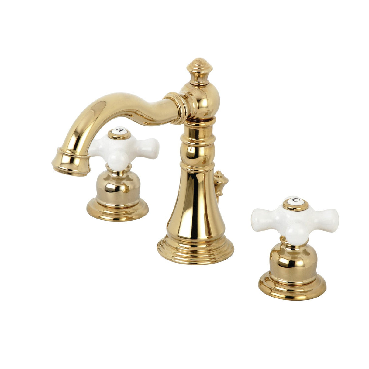 American Classic FSC1972PX Two-Handle 3-Hole Deck Mount Widespread Bathroom Faucet with Pop-Up Drain, Polished Brass
