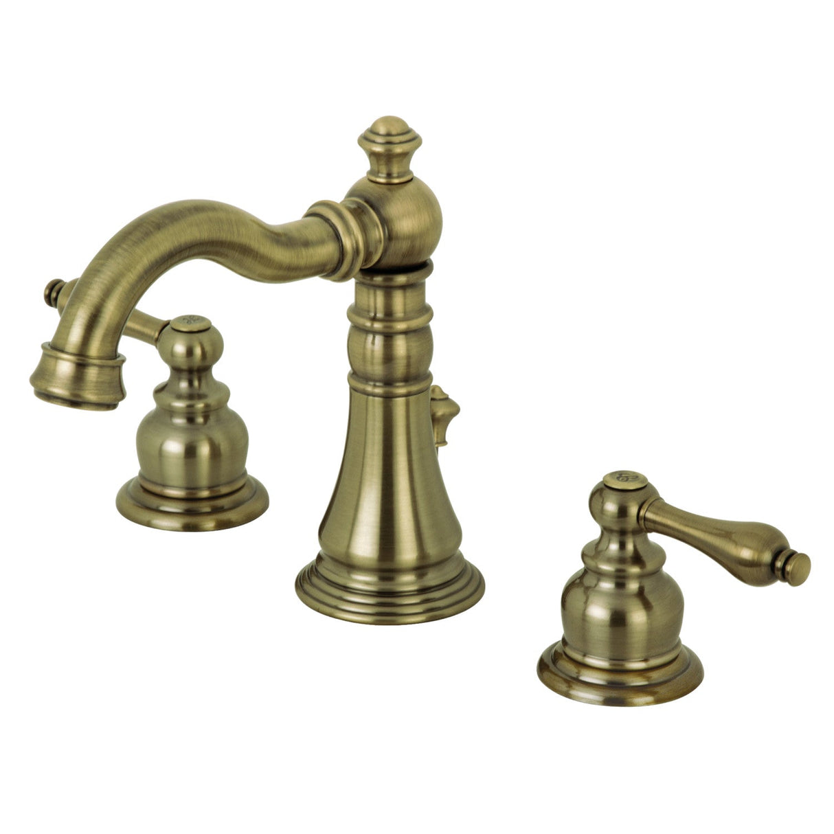 English Classic FSC19733AL Two-Handle 3-Hole Deck Mount Widespread Bathroom Faucet with Brass Pop-Up, Antique Brass