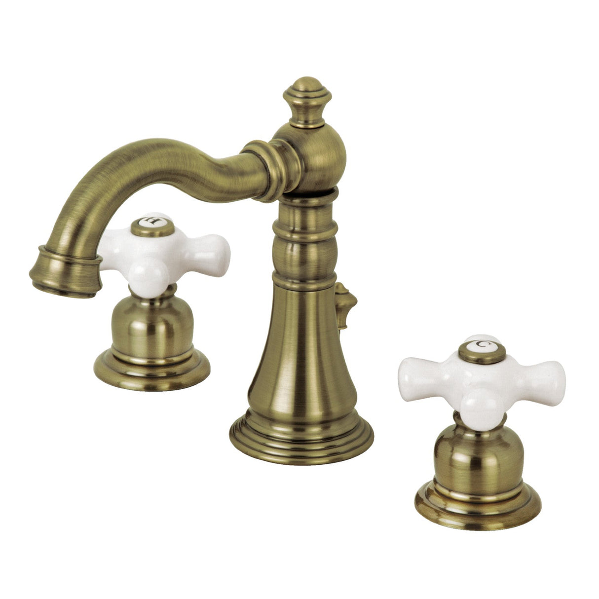 American Classic FSC19733PX Two-Handle 3-Hole Deck Mount Widespread Bathroom Faucet with Brass Pop-Up, Antique Brass