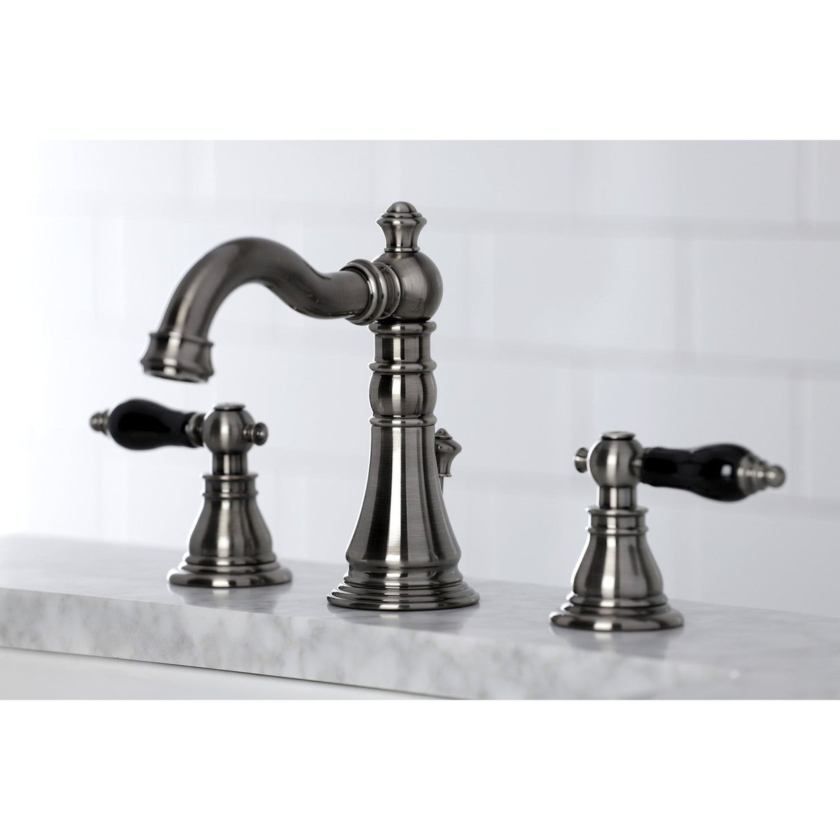 Duchess FSC1974AKL Two-Handle 3-Hole Deck Mount Widespread Bathroom Faucet with Brass Pop-Up, Black Stainless