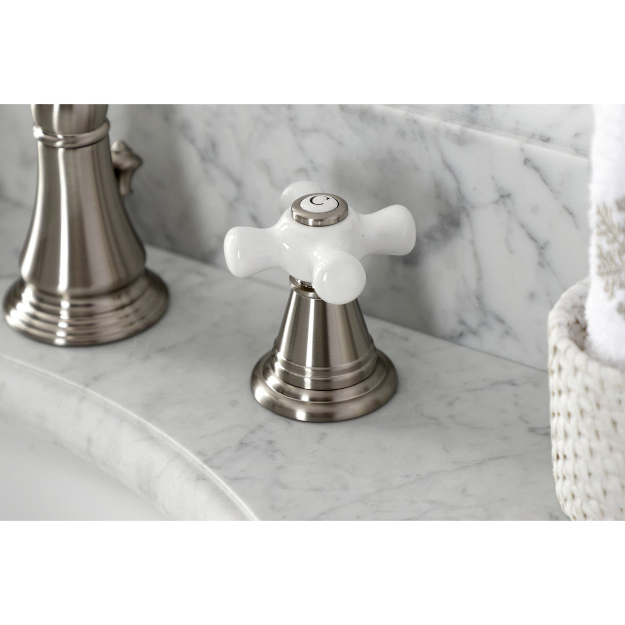 American Classic FSC1978APX Two-Handle 3-Hole Deck Mount Widespread Bathroom Faucet with Pop-Up Drain, Brushed Nickel