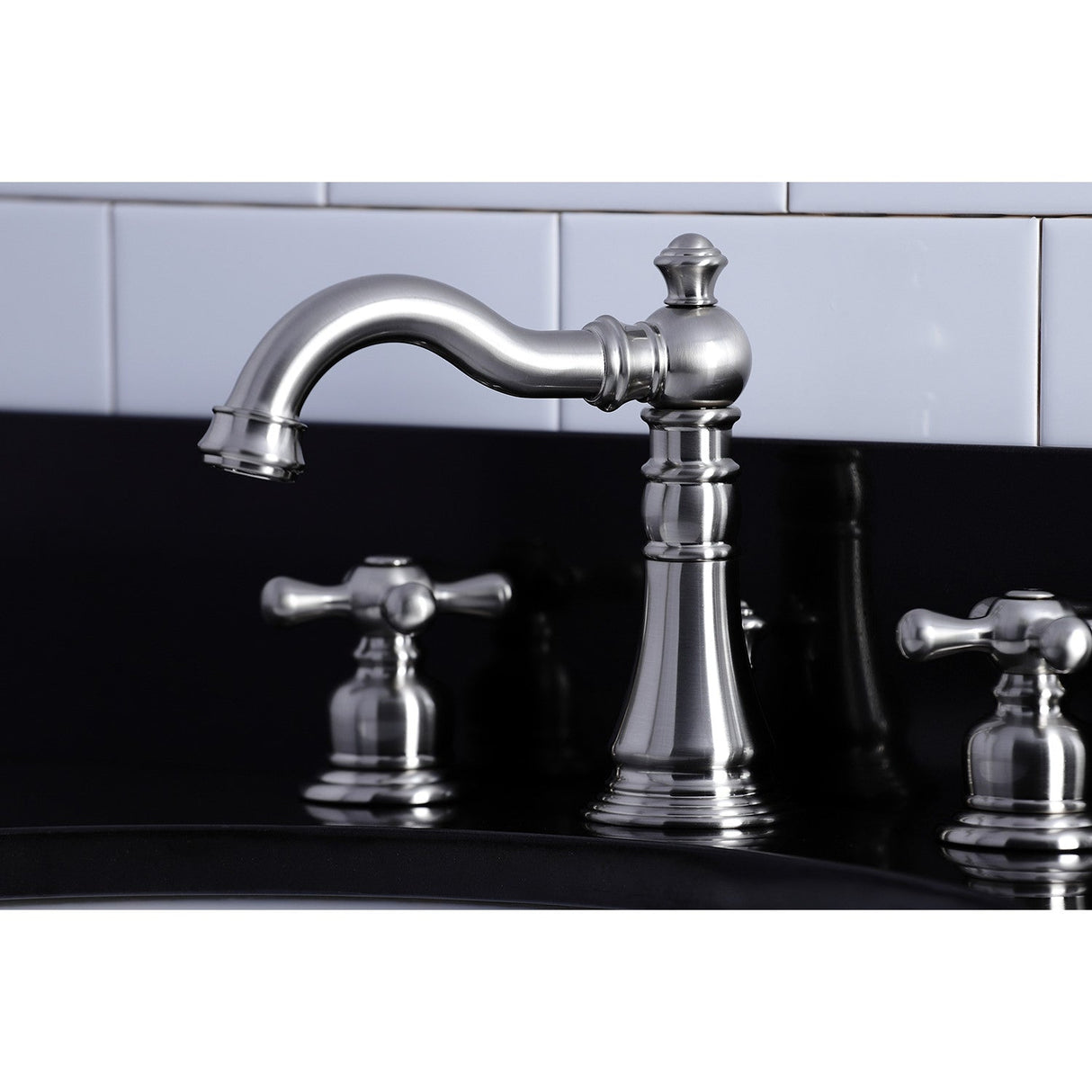 American Classic FSC1978AX Two-Handle 3-Hole Deck Mount Widespread Bathroom Faucet with Pop-Up Drain, Brushed Nickel
