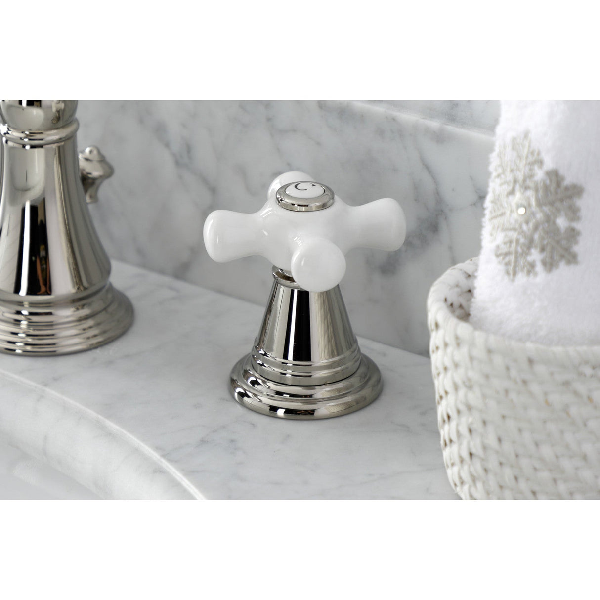 American Classic FSC1979APX Two-Handle 3-Hole Deck Mount Widespread Bathroom Faucet with Brass Pop-Up, Polished Nickel