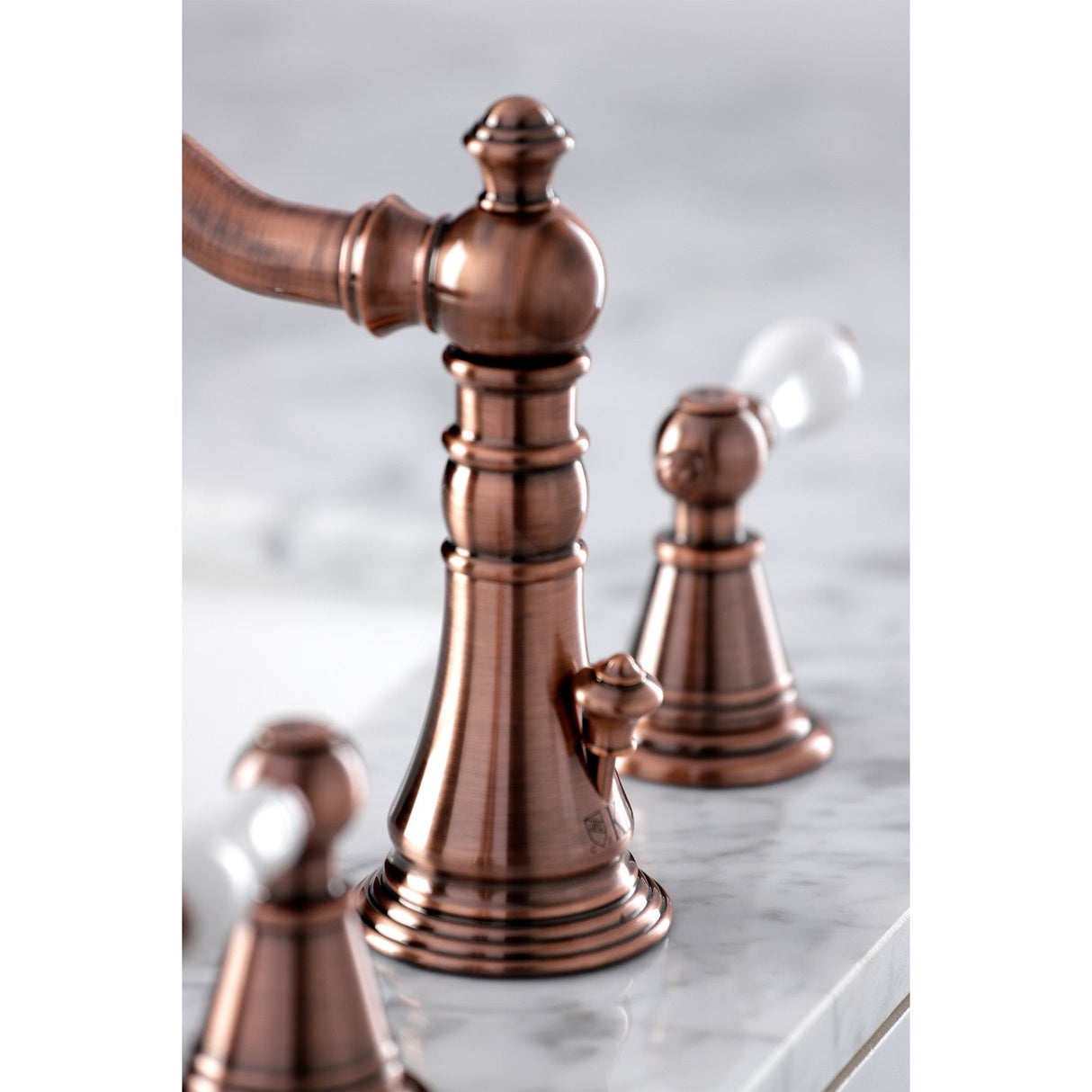 English Classic FSC197PLAC Two-Handle 3-Hole Deck Mount Widespread Bathroom Faucet with Brass Pop-Up, Antique Copper
