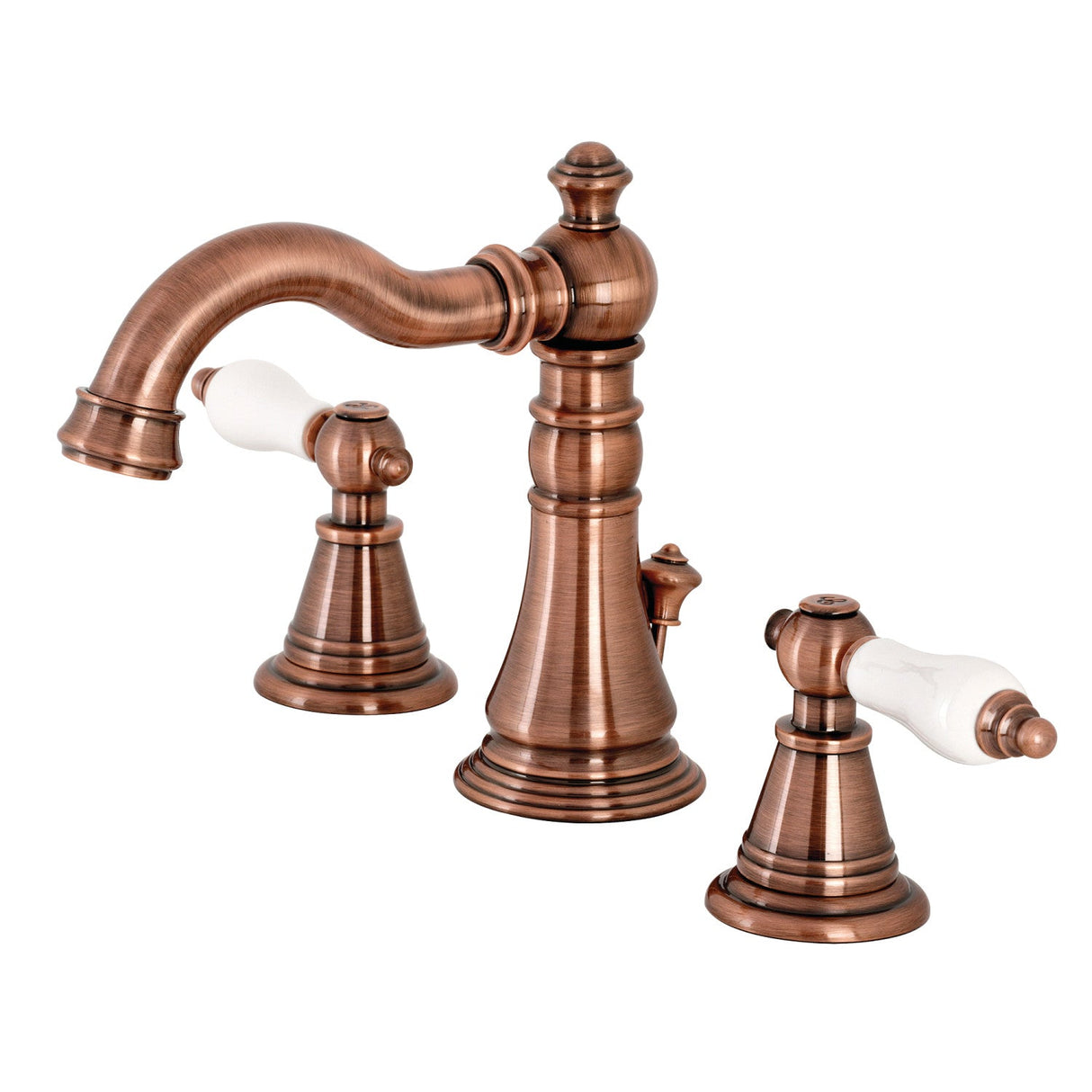 English Classic FSC197PLAC Two-Handle 3-Hole Deck Mount Widespread Bathroom Faucet with Brass Pop-Up, Antique Copper