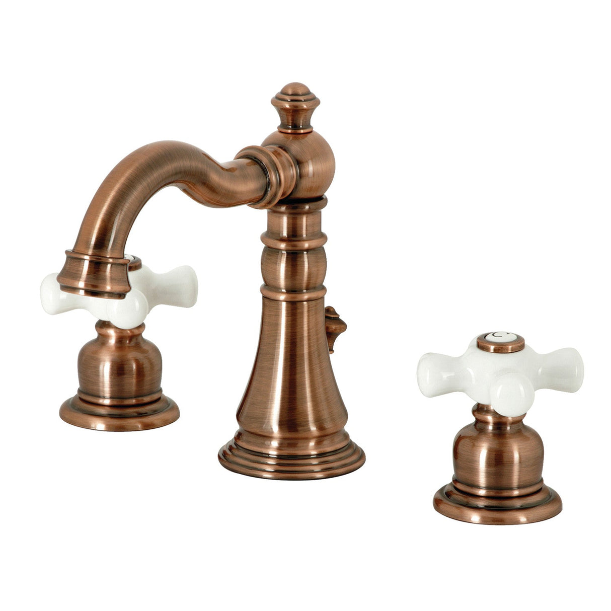American Classic FSC197PXAC Two-Handle 3-Hole Deck Mount Widespread Bathroom Faucet with Brass Pop-Up, Antique Copper
