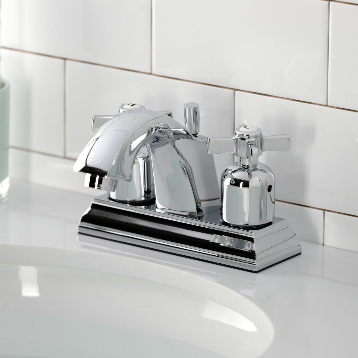 Millennium FSC4641ZX Two-Handle 3-Hole Deck Mount 4" Centerset Bathroom Faucet with Pop-Up Drain, Polished Chrome