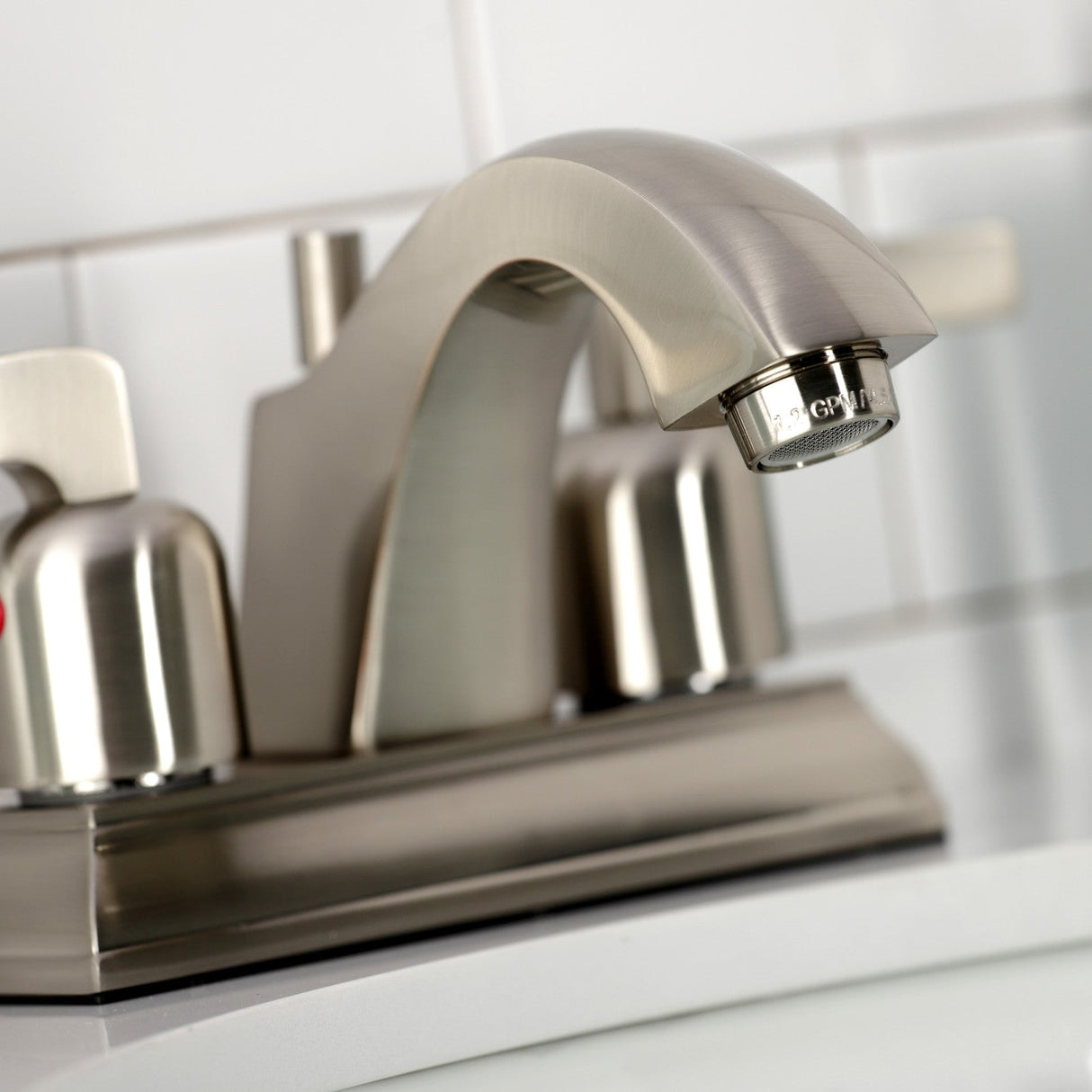 Centurion FSC4648EFL Two-Handle 3-Hole Deck Mount 4" Centerset Bathroom Faucet with Pop-Up Drain, Brushed Nickel