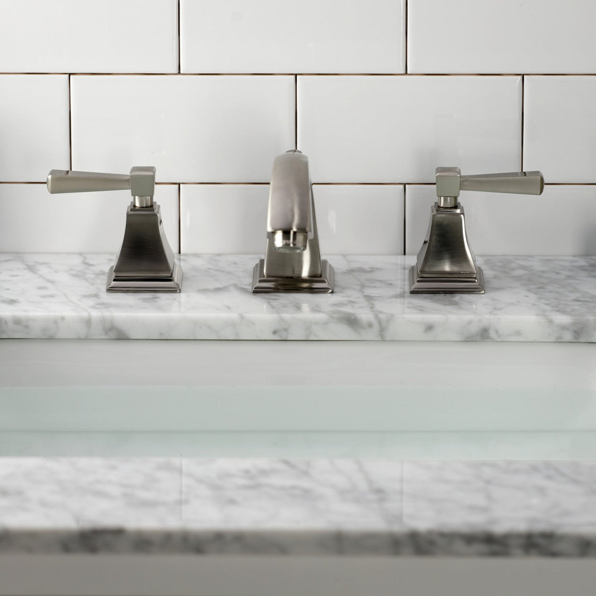 Concord FSC4688DL Two-Handle 3-Hole Deck Mount Widespread Bathroom Faucet with Pop-Up Drain, Brushed Nickel