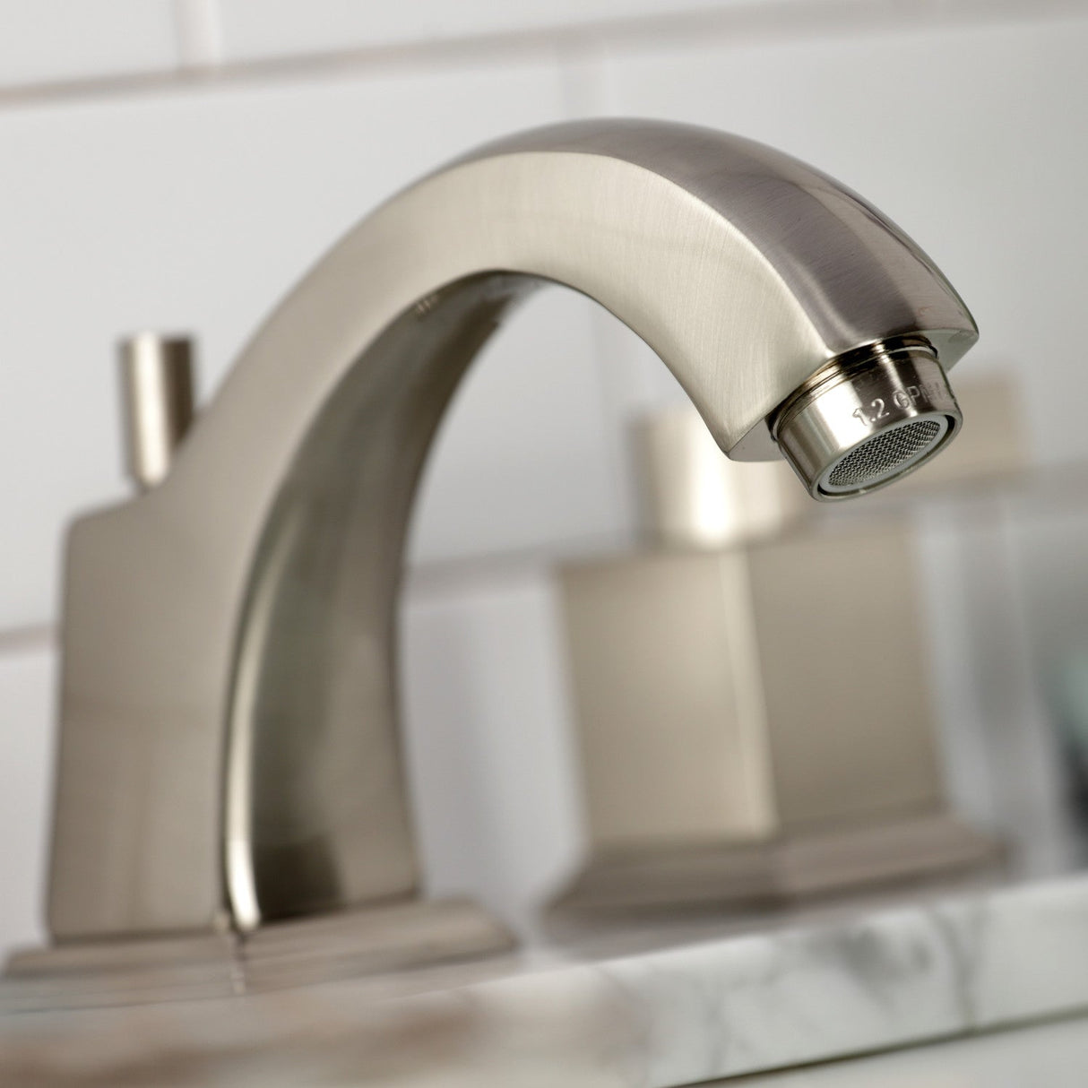 Meridian FSC4688NQL Two-Handle 3-Hole Deck Mount Widespread Bathroom Faucet with Pop-Up Drain, Brushed Nickel