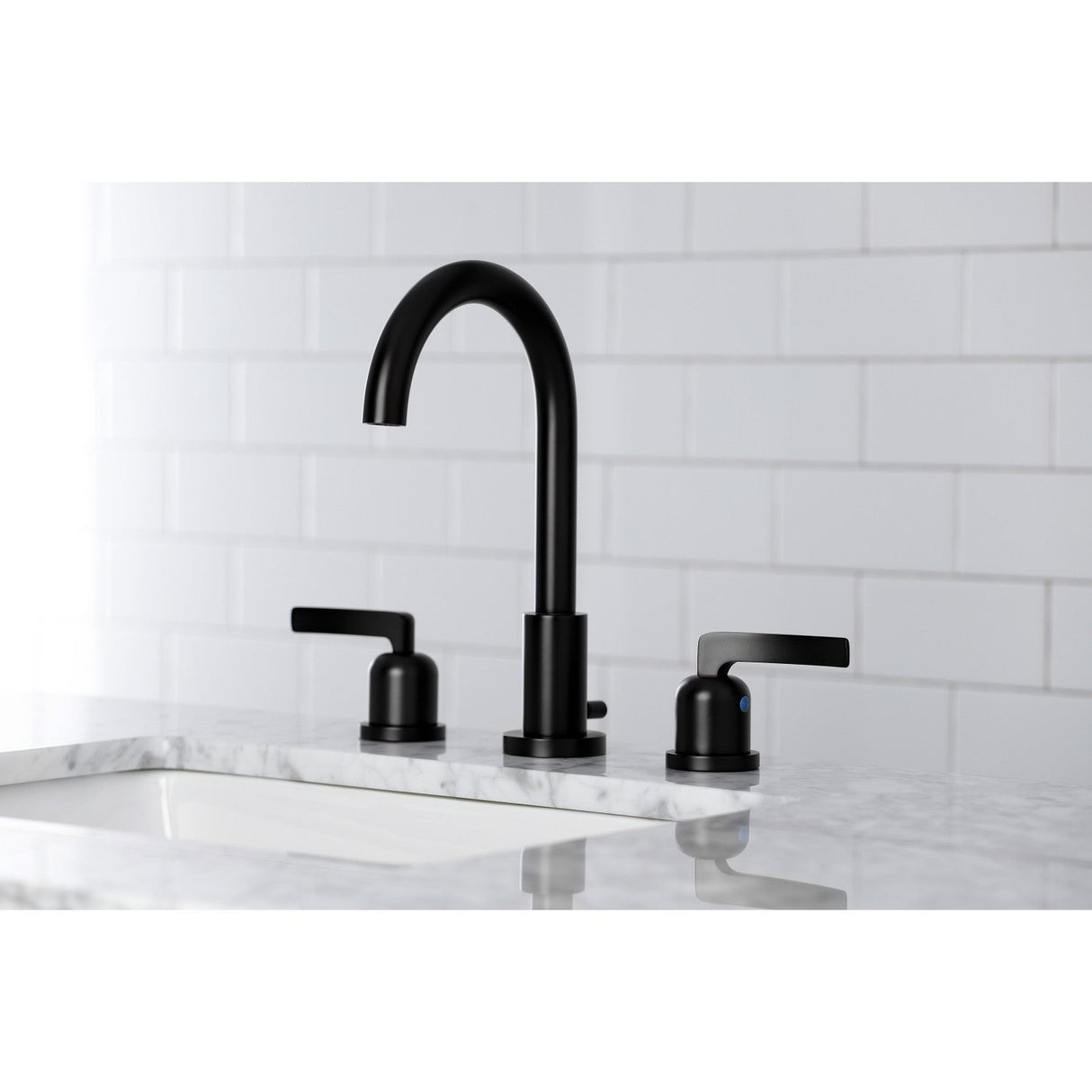 Centurion FSC8920EFL Two-Handle 3-Hole Deck Mount Widespread Bathroom Faucet with Pop-Up Drain, Matte Black
