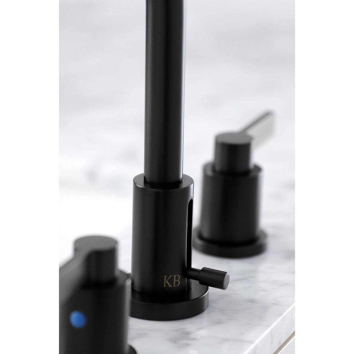 NuvoFusion FSC8920NDL Two-Handle 3-Hole Deck Mount Widespread Bathroom Faucet with Pop-Up Drain, Matte Black