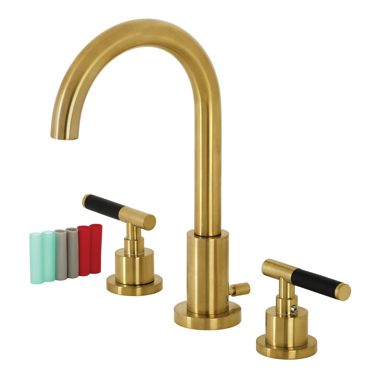 Kaiser FSC8923CKL Two-Handle 3-Hole Deck Mount Widespread Bathroom Faucet with Pop-Up Drain, Brushed Brass