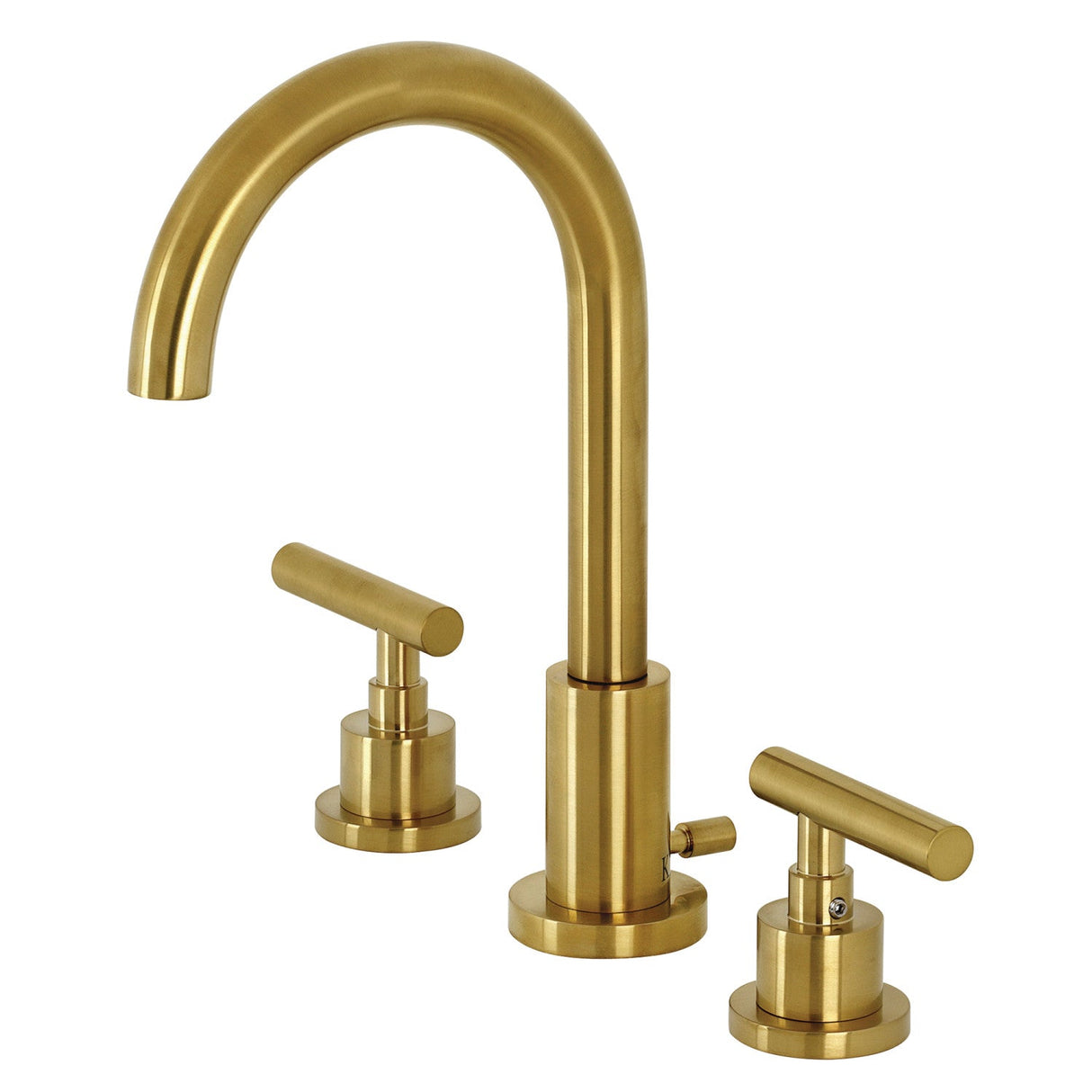 Manhattan FSC8923CML Two-Handle 3-Hole Deck Mount Widespread Bathroom Faucet with Pop-Up Drain, Brushed Brass