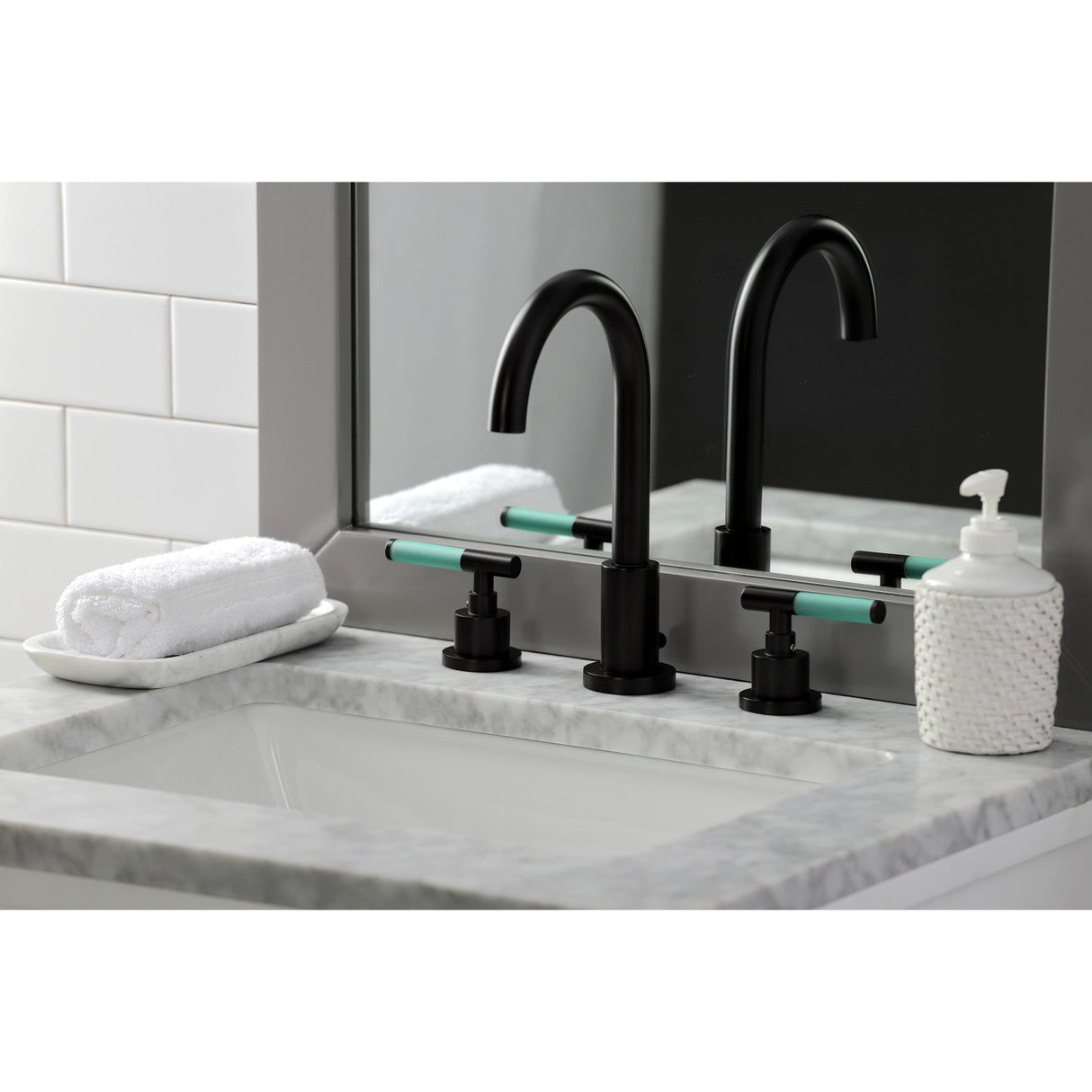Kaiser FSC8925CKL Two-Handle 3-Hole Deck Mount Widespread Bathroom Faucet with Pop-Up Drain, Oil Rubbed Bronze