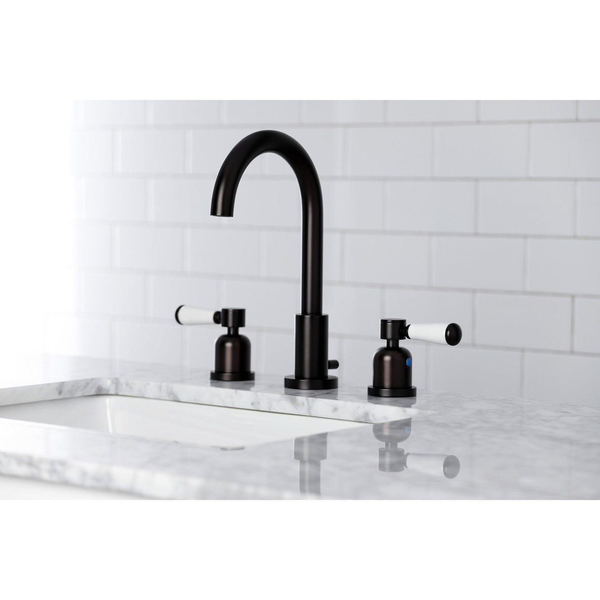 Paris FSC8925DPL Two-Handle 3-Hole Deck Mount Widespread Bathroom Faucet with Pop-Up Drain, Oil Rubbed Bronze