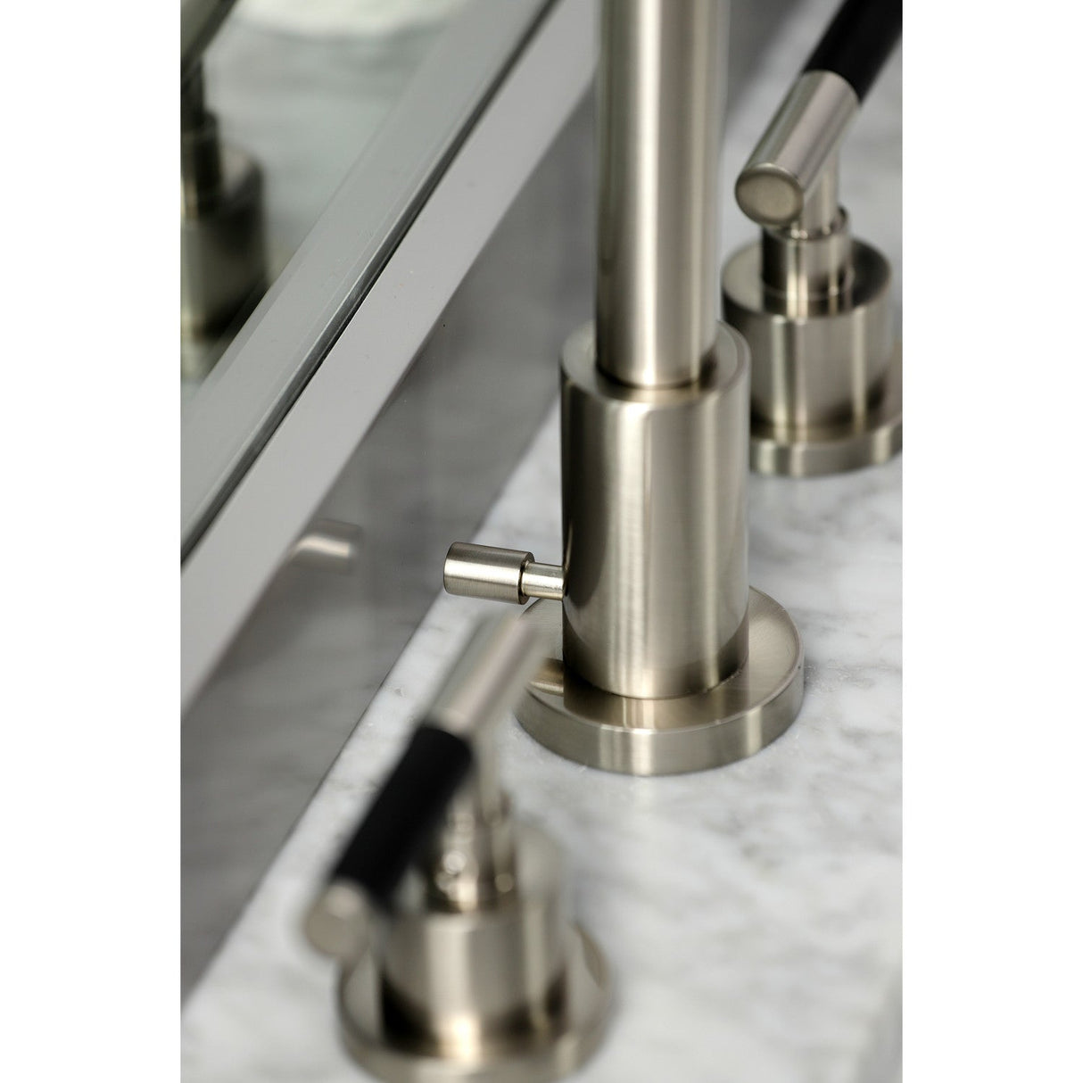 Kaiser FSC8928CKL Two-Handle 3-Hole Deck Mount Widespread Bathroom Faucet with Pop-Up Drain, Brushed Nickel