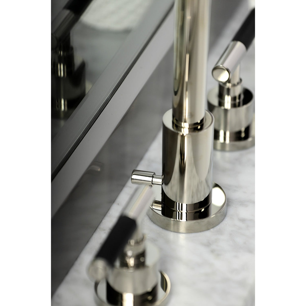 Kaiser FSC8929CKL Two-Handle 3-Hole Deck Mount Widespread Bathroom Faucet with Pop-Up Drain, Polished Nickel