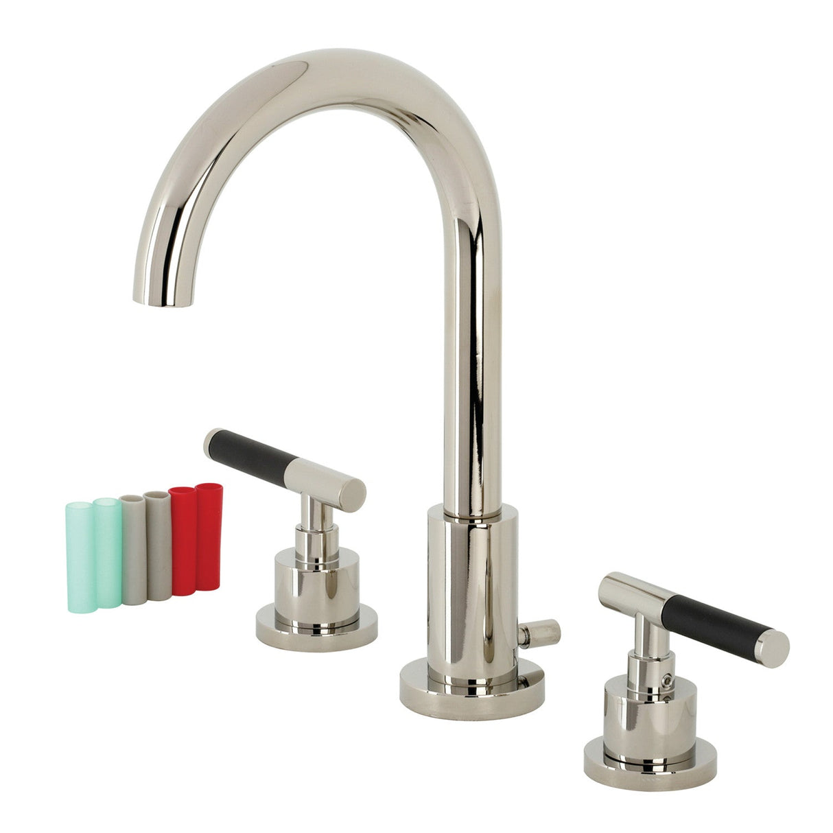 Kaiser FSC8929CKL Two-Handle 3-Hole Deck Mount Widespread Bathroom Faucet with Pop-Up Drain, Polished Nickel