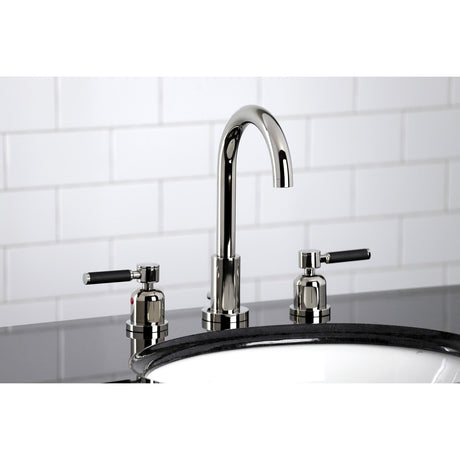 Kaiser FSC8929DKL Two-Handle 3-Hole Deck Mount Widespread Bathroom Faucet with Pop-Up Drain, Polished Nickel