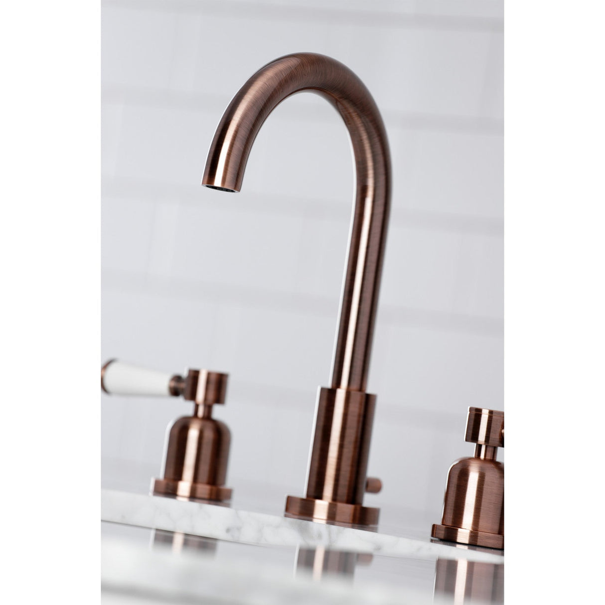 Paris FSC892DPLAC Two-Handle 3-Hole Deck Mount Widespread Bathroom Faucet with Pop-Up Drain, Antique Copper