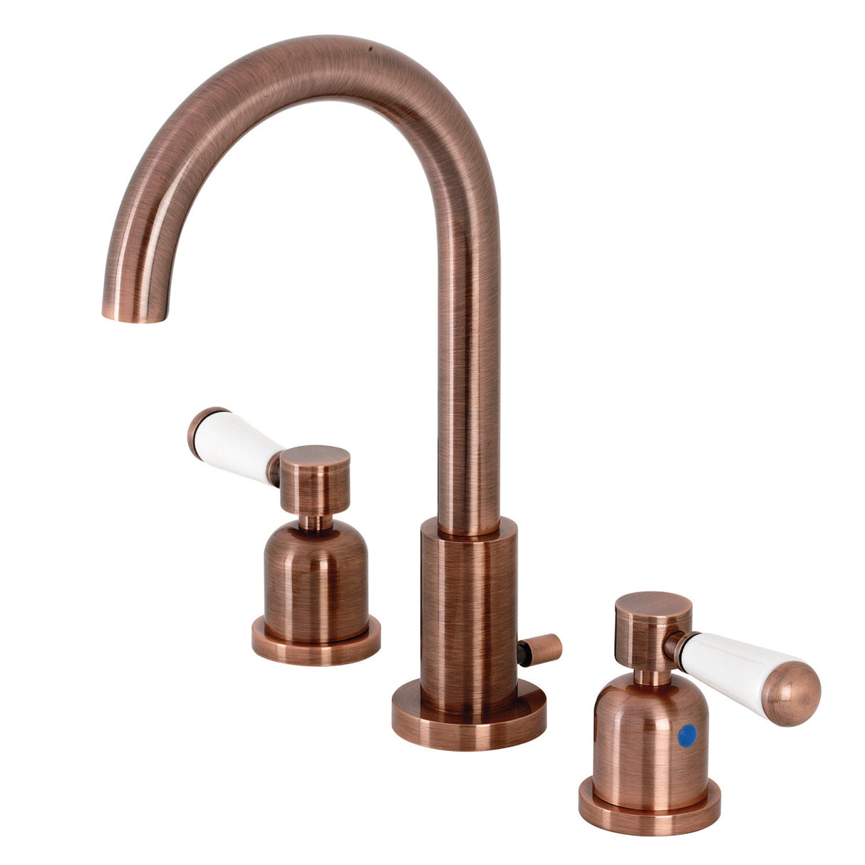 Paris FSC892DPLAC Two-Handle 3-Hole Deck Mount Widespread Bathroom Faucet with Pop-Up Drain, Antique Copper