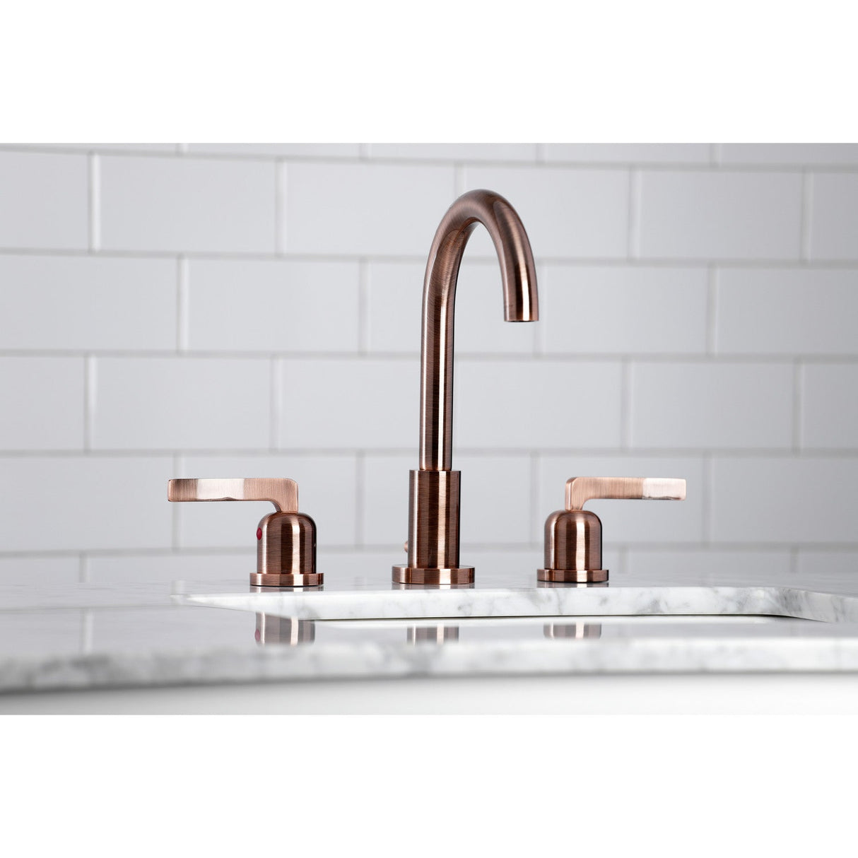 Centurion FSC892EFLAC Two-Handle 3-Hole Deck Mount Widespread Bathroom Faucet with Pop-Up Drain, Antique Copper