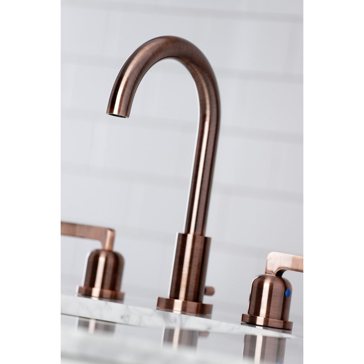Centurion FSC892EFLAC Two-Handle 3-Hole Deck Mount Widespread Bathroom Faucet with Pop-Up Drain, Antique Copper