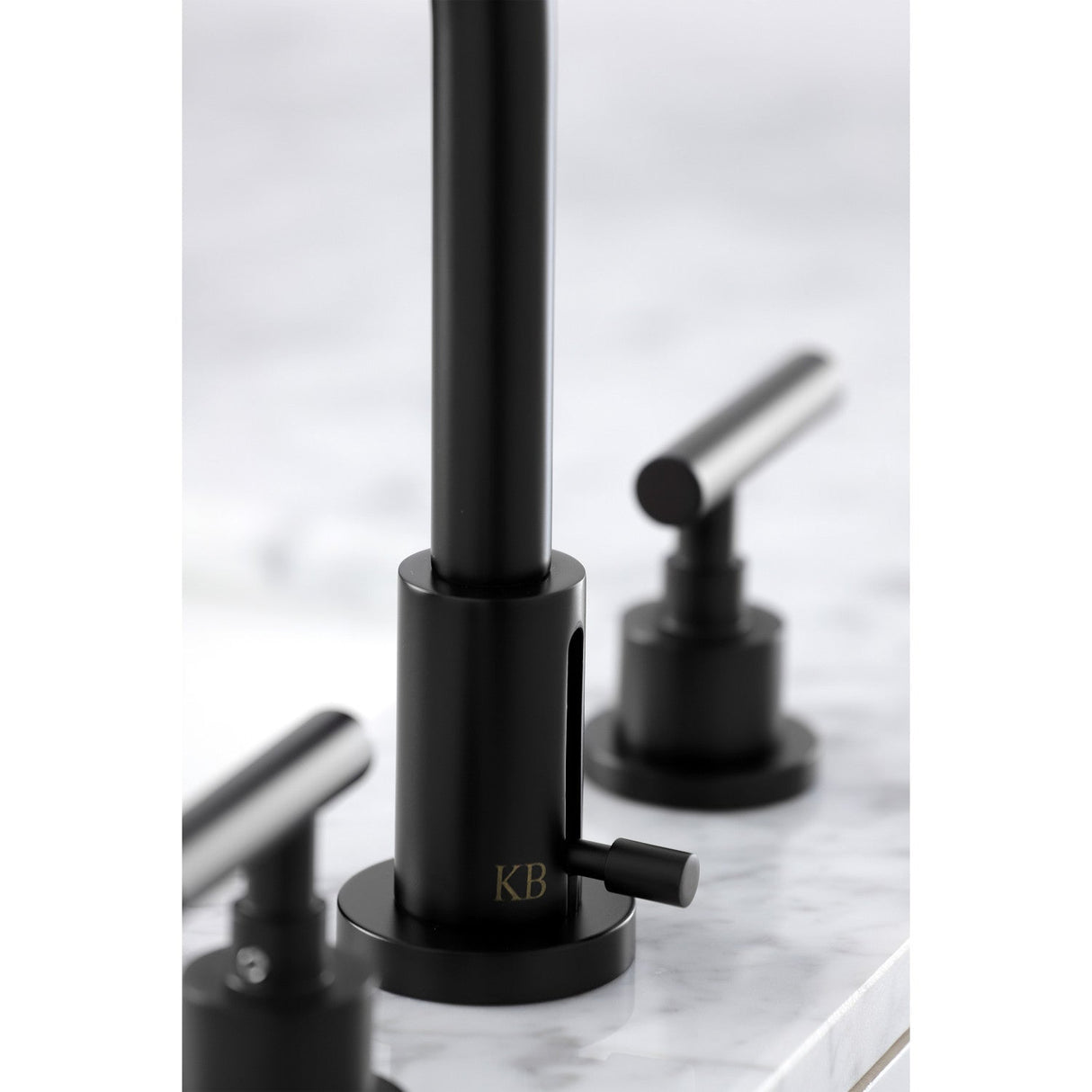 Manhattan FSC8930CML Two-Handle 3-Hole Deck Mount Widespread Bathroom Faucet with Pop-Up Drain, Matte Black