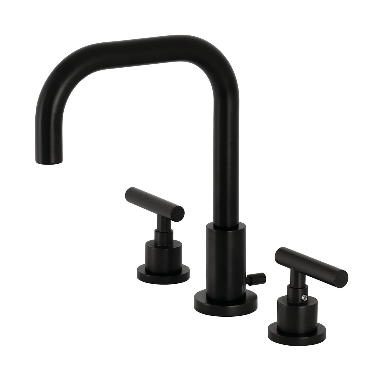 Manhattan FSC8930CML Two-Handle 3-Hole Deck Mount Widespread Bathroom Faucet with Pop-Up Drain, Matte Black