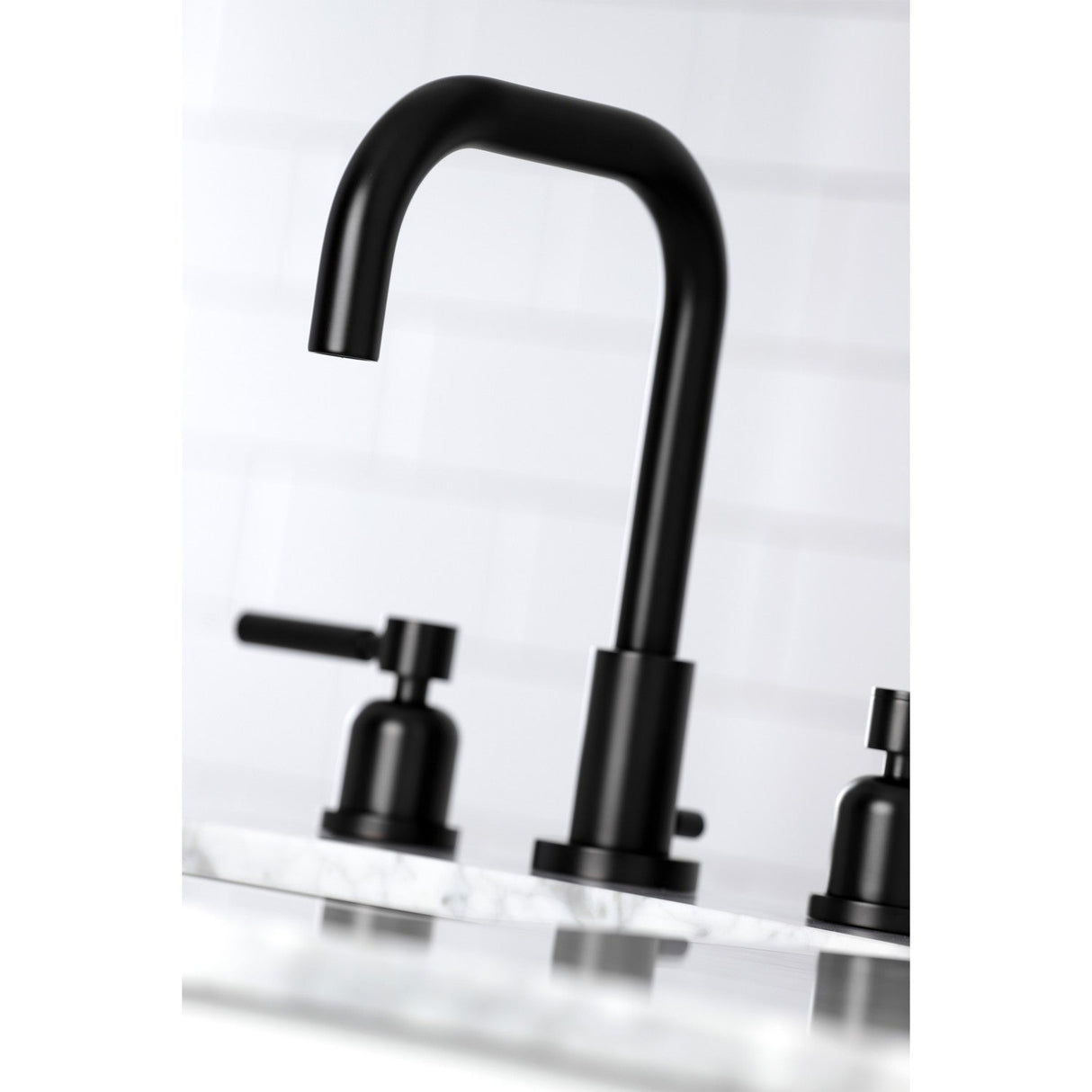 Concord FSC8930DL Two-Handle 3-Hole Deck Mount Widespread Bathroom Faucet with Pop-Up Drain, Matte Black