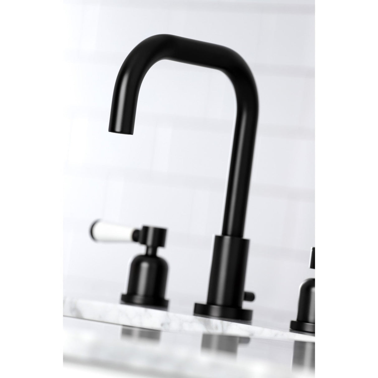 Paris FSC8930DPL Two-Handle 3-Hole Deck Mount Widespread Bathroom Faucet with Pop-Up Drain, Matte Black