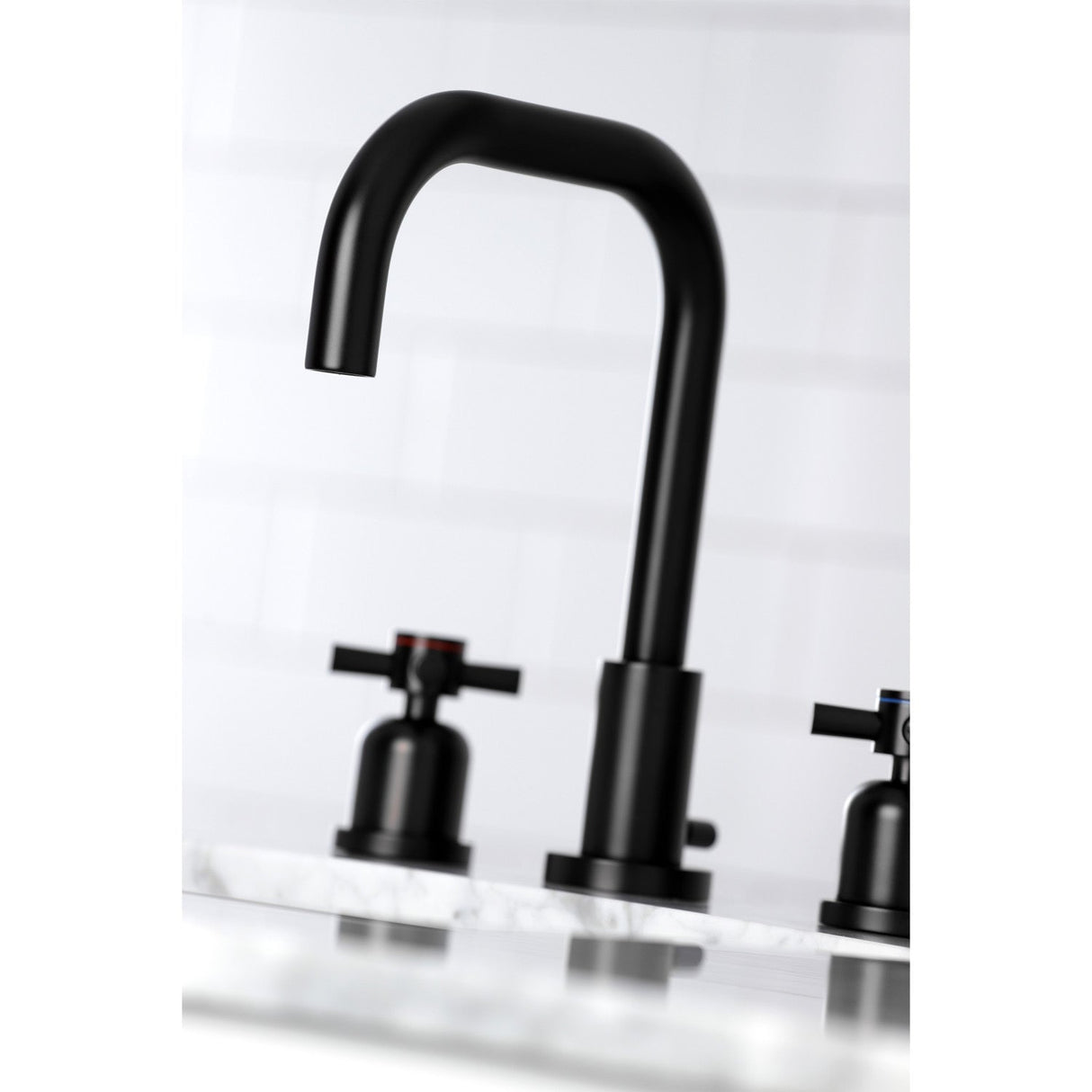 Concord FSC8930DX Two-Handle 3-Hole Deck Mount Widespread Bathroom Faucet with Pop-Up Drain, Matte Black