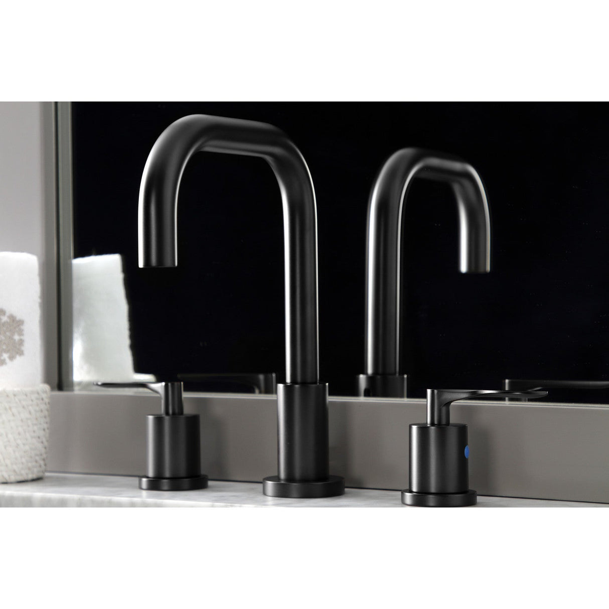 Serena FSC8930SVL Two-Handle 3-Hole Deck Mount Widespread Bathroom Faucet with Pop-Up Drain, Matte Black