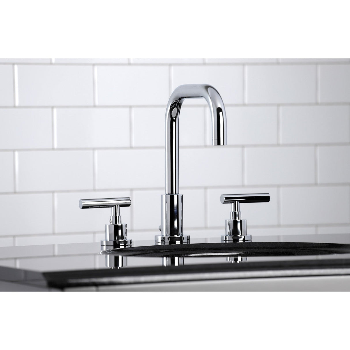 Manhattan FSC8931CML Two-Handle 3-Hole Deck Mount Widespread Bathroom Faucet with Pop-Up Drain, Polished Chrome