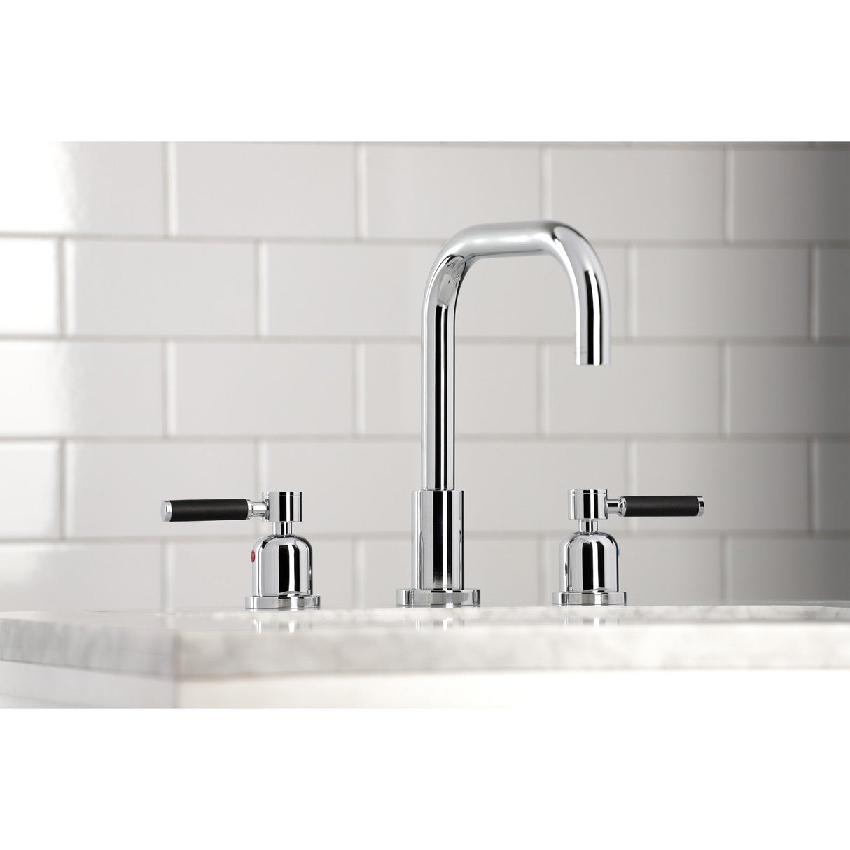 Kaiser FSC8931DKL Two-Handle 3-Hole Deck Mount Widespread Bathroom Faucet with Pop-Up Drain, Polished Chrome