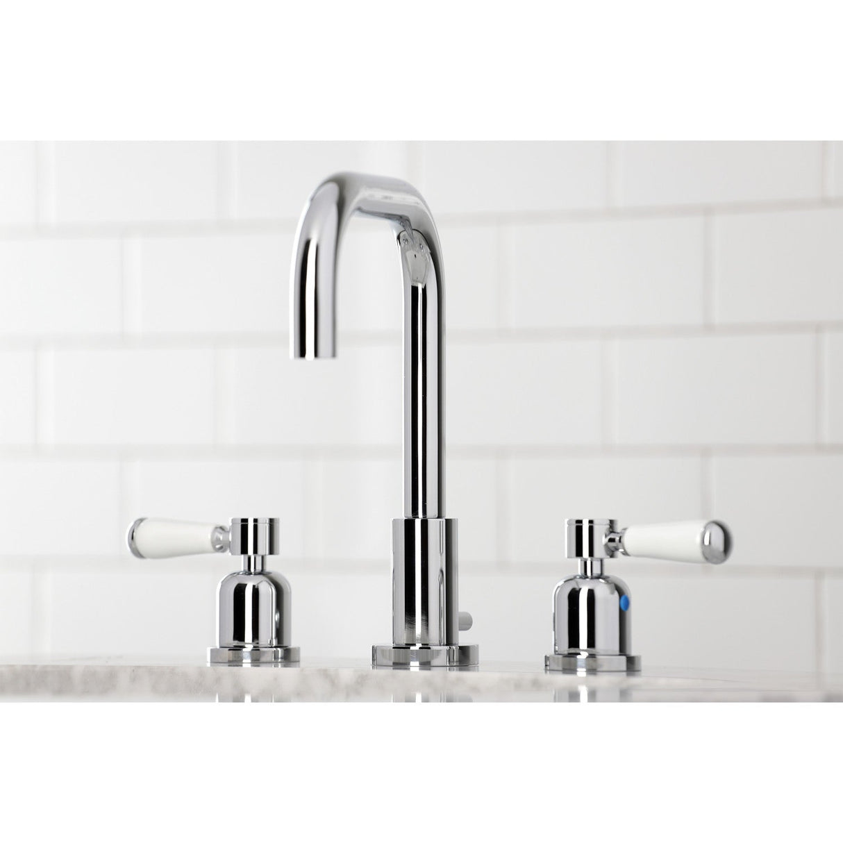 Paris FSC8931DPL Two-Handle 3-Hole Deck Mount Widespread Bathroom Faucet with Pop-Up Drain, Polished Chrome