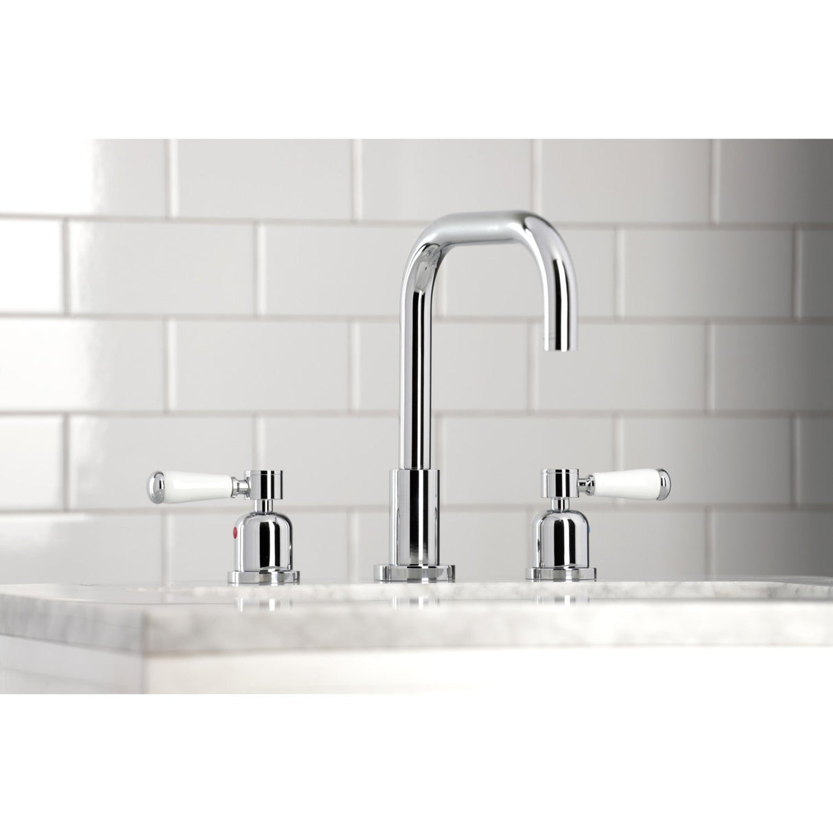 Paris FSC8931DPL Two-Handle 3-Hole Deck Mount Widespread Bathroom Faucet with Pop-Up Drain, Polished Chrome