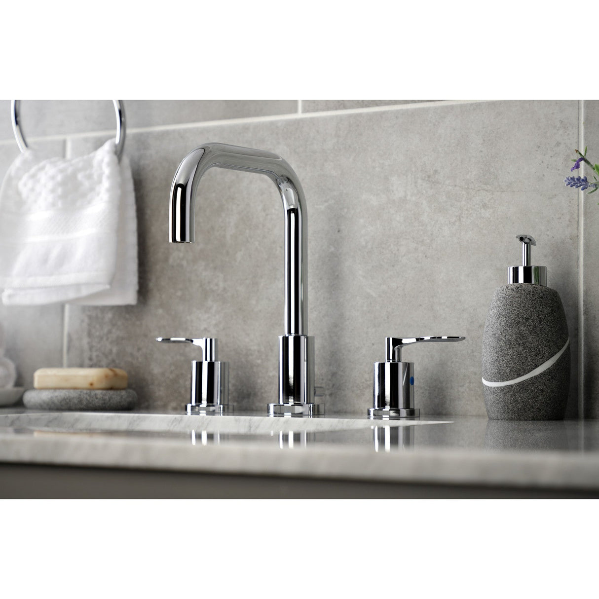 Serena FSC8931SVL Two-Handle 3-Hole Deck Mount Widespread Bathroom Faucet with Pop-Up Drain, Polished Chrome