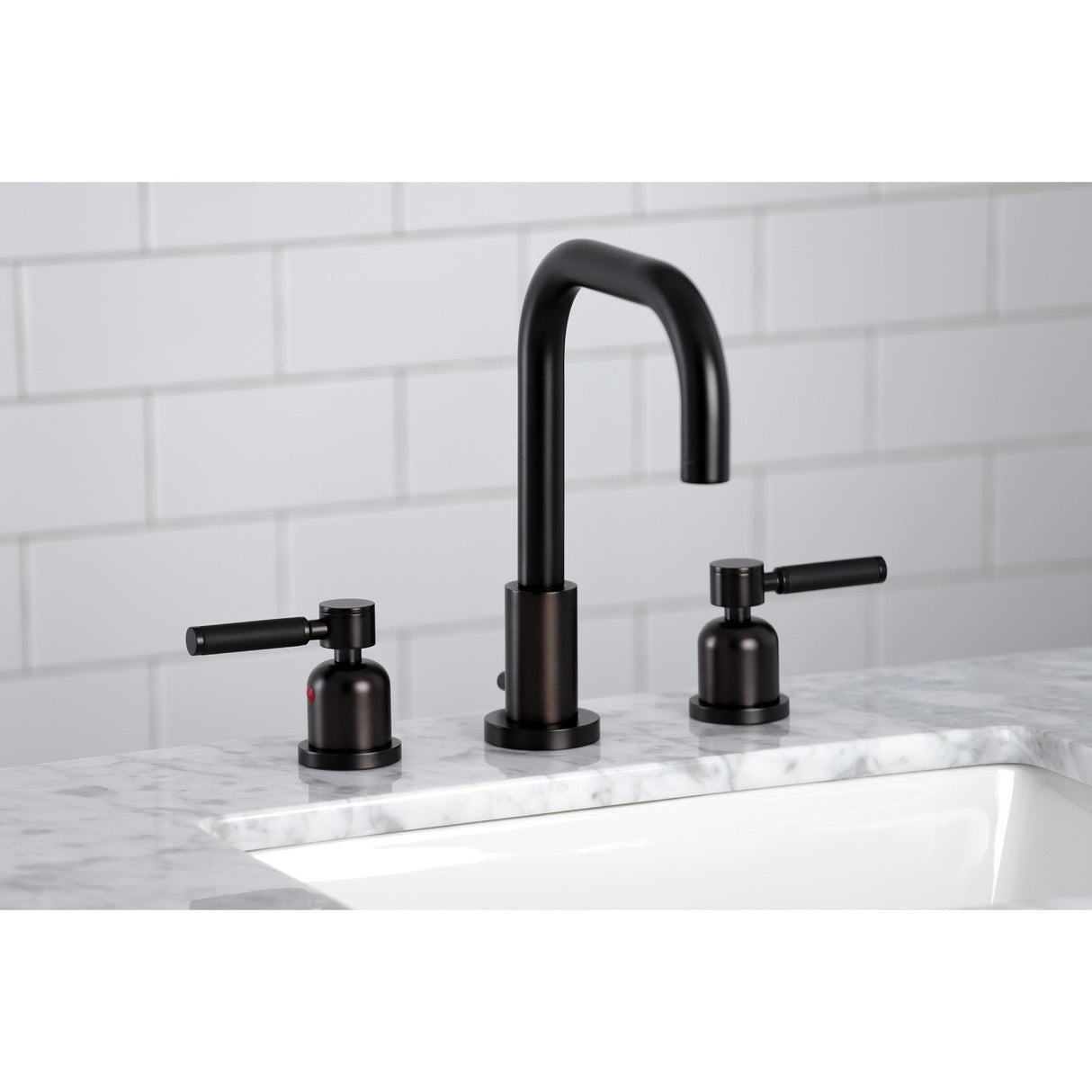 Kaiser FSC8935DKL Two-Handle 3-Hole Deck Mount Widespread Bathroom Faucet with Pop-Up Drain, Oil Rubbed Bronze