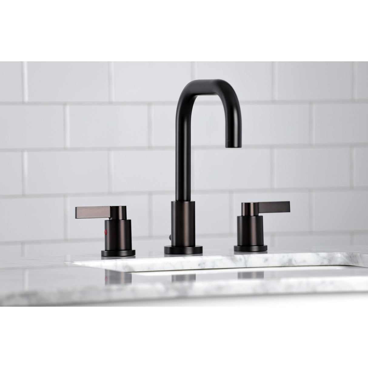 NuvoFusion FSC8935NDL Two-Handle 3-Hole Deck Mount Widespread Bathroom Faucet with Pop-Up Drain, Oil Rubbed Bronze