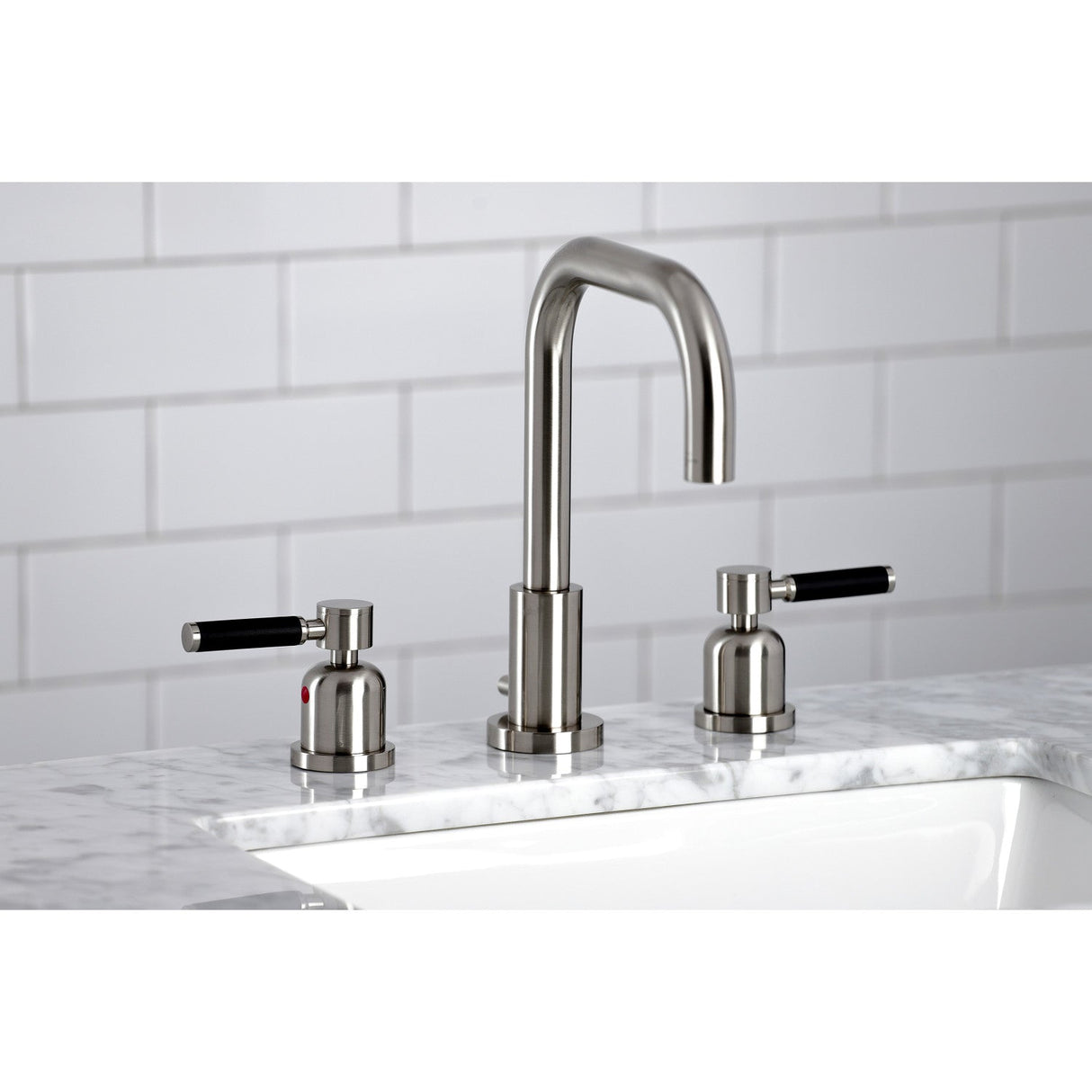 Kaiser FSC8938DKL Two-Handle 3-Hole Deck Mount Widespread Bathroom Faucet with Pop-Up Drain, Brushed Nickel