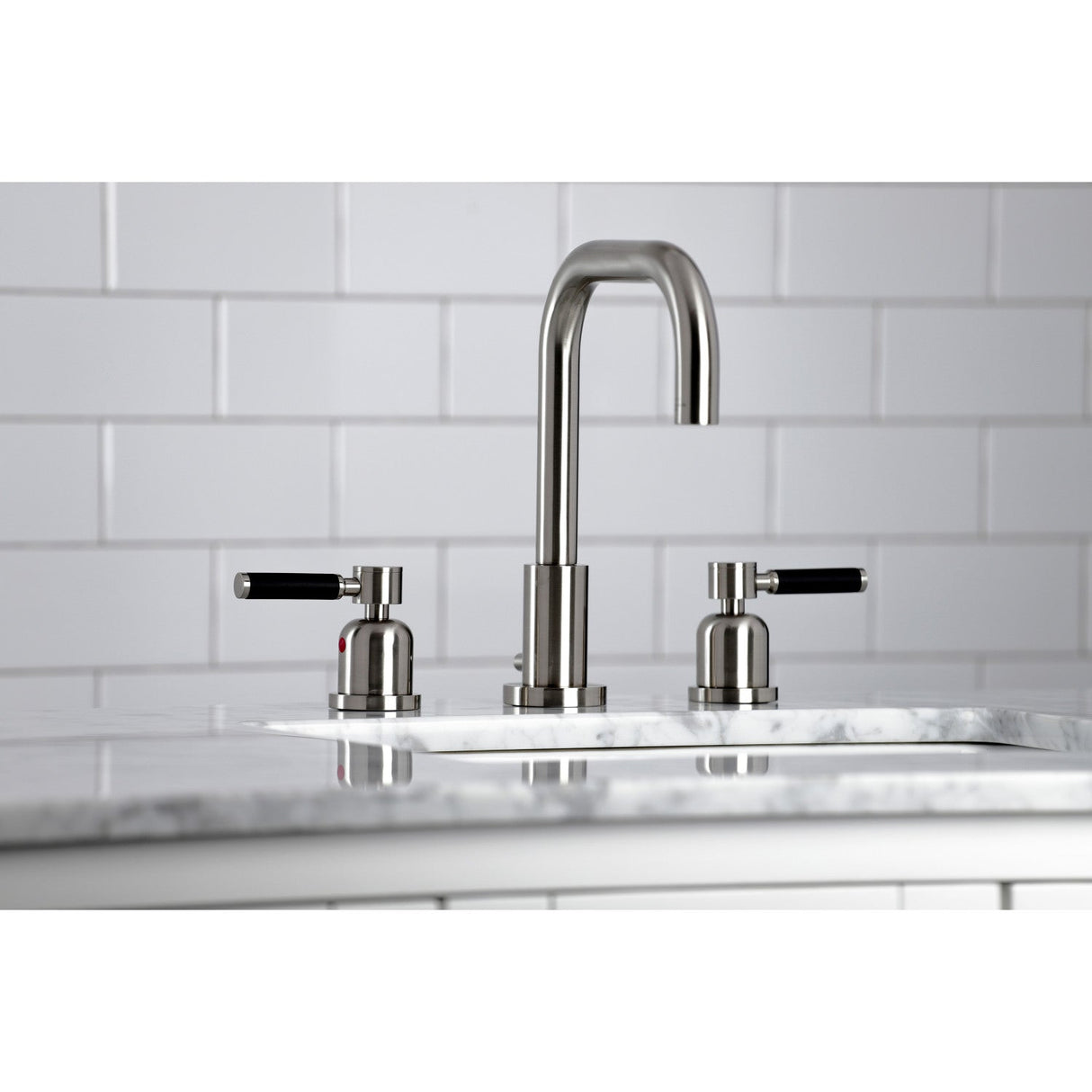 Kaiser FSC8938DKL Two-Handle 3-Hole Deck Mount Widespread Bathroom Faucet with Pop-Up Drain, Brushed Nickel