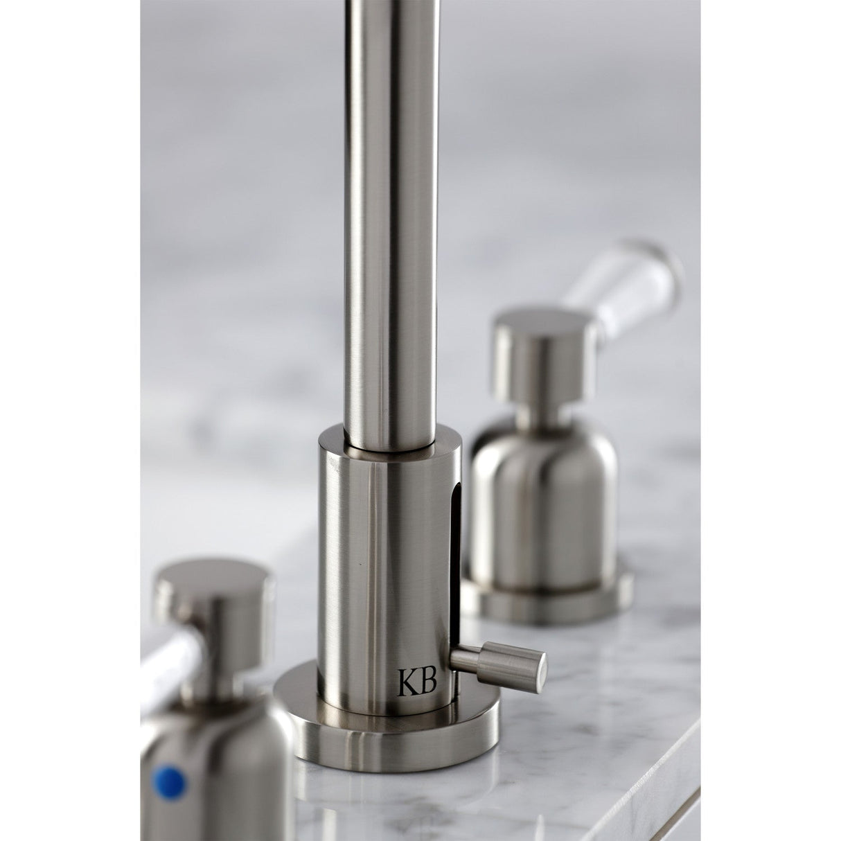 Paris FSC8938DPL Two-Handle 3-Hole Deck Mount Widespread Bathroom Faucet with Pop-Up Drain, Brushed Nickel