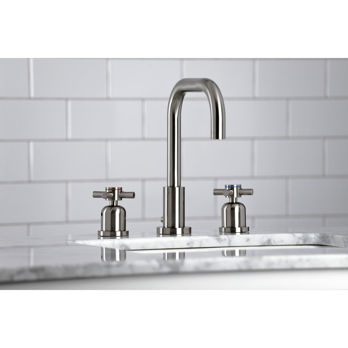 Concord FSC8938DX Two-Handle 3-Hole Deck Mount Widespread Bathroom Faucet with Pop-Up Drain, Brushed Nickel
