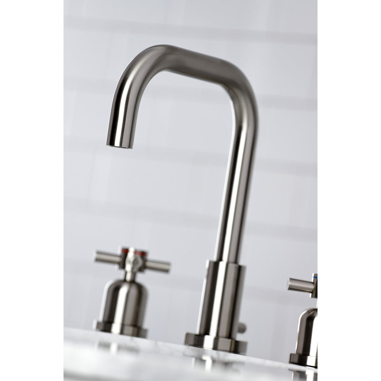 Concord FSC8938DX Two-Handle 3-Hole Deck Mount Widespread Bathroom Faucet with Pop-Up Drain, Brushed Nickel